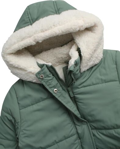 Girls' Heavyweight Puffer Jacket - Polar Fleece Lined Winter Jacket for Girls with Sherpa Collar and Hood (7-16) in Saudi Arabia