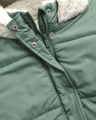 Girls' Heavyweight Puffer Jacket - Polar Fleece Lined Winter Jacket for Girls with Sherpa Collar and Hood (7-16) in Saudi Arabia