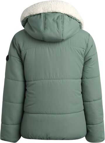 Girls' Heavyweight Puffer Jacket - Polar Fleece Lined Winter Jacket for Girls with Sherpa Collar and Hood (7-16) in Saudi Arabia