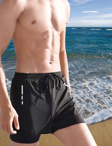 2 in 1 Workout Running Shorts for Men, Quick Dry Lightweight Athletic Gym Shorts, Sports Training Shorts in Saudi Arabia