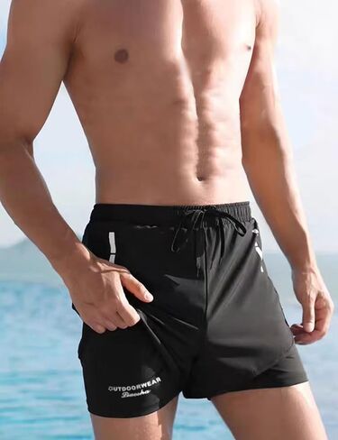 2 in 1 Workout Running Shorts for Men, Quick Dry Lightweight Athletic Gym Shorts, Sports Training Shorts in Saudi Arabia