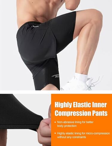 2 in 1 Workout Running Shorts for Men, Quick Dry Lightweight Athletic Gym Shorts, Sports Training Shorts in Saudi Arabia