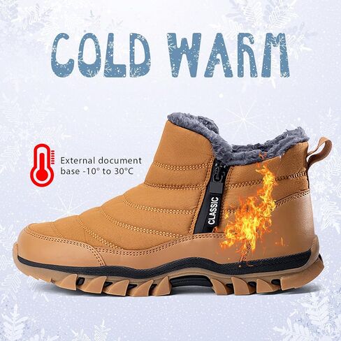 Men's Snow Boots Lightweight Waterproof Winter Boots Fur Lined Anti-slip Cold Weather Shoes Winter Trekking Warm Ankle Boots in Saudi Arabia