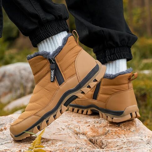 Men's Snow Boots Lightweight Waterproof Winter Boots Fur Lined Anti-slip Cold Weather Shoes Winter Trekking Warm Ankle Boots in Saudi Arabia
