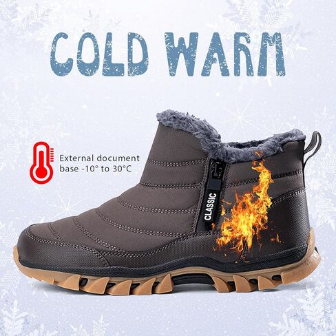 Men's Snow Boots Lightweight Waterproof Winter Boots Fur Lined Anti-slip Cold Weather Shoes Winter Trekking Warm Ankle Boots in Saudi Arabia