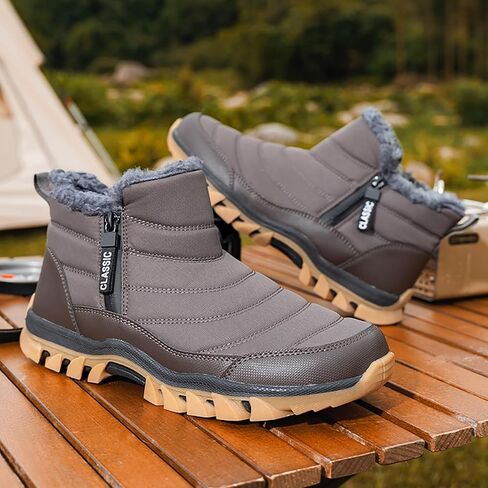 Men's Snow Boots Lightweight Waterproof Winter Boots Fur Lined Anti-slip Cold Weather Shoes Winter Trekking Warm Ankle Boots in Saudi Arabia