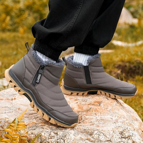 Men's Snow Boots Lightweight Waterproof Winter Boots Fur Lined Anti-slip Cold Weather Shoes Winter Trekking Warm Ankle Boots in Saudi Arabia