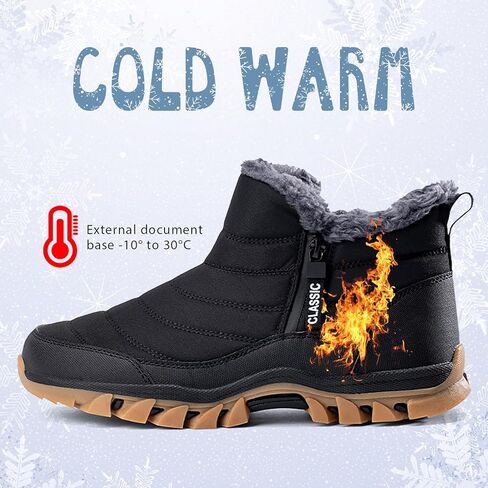 Men's Snow Boots Lightweight Waterproof Winter Boots Fur Lined Anti-slip Cold Weather Shoes Winter Trekking Warm Ankle Boots in Kuwait