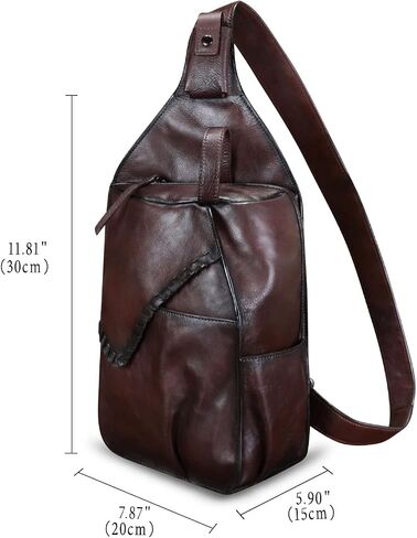 Genuine Leather Sling Bag for Men Handmade Retro Crossbody Backpack Purse Hiking Daypack Chest Shoulder Fanny Pack in Saudi Arabia