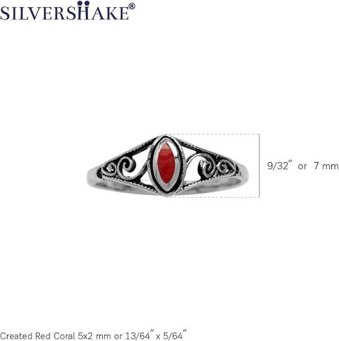 Silvershake Petite Marquise Shape Inlay 925 Sterling Silver Filigree Swirl and Spiral Style Ring in Saudi Arabia