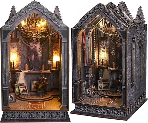 Book Nook Kit - DIY Miniature Dollhouse Kit, DIY 3D Wooden Puzzle Bookends, Book Nook for Bookshelf Insert Decor Craft Gifts for Family and Friends, Adults and Teens (Quiet Night Prayer) in Saudi Arabia
