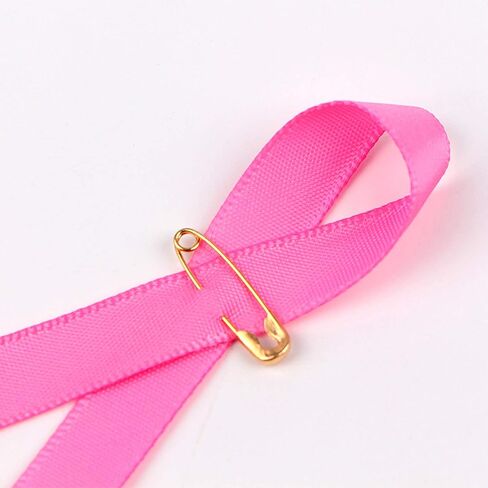 Pink Ribbons Satin Pins Breast Cancer Awareness Safety Pins for Breast Cancer, for Charity Recognition, Public Event, Fundraiser, Survivor Campaign (100 PCS) in Saudi Arabia