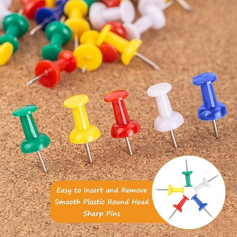 500 Pack Push Pins Tacks, Colored Map ​Push Pins, Plastic Head, Steel Point, Thumb Tacks for Cork Board, Bulletin Board, Map Pins, Photo Hanging Tacks at Homes, Schools and Offices in Saudi Arabia