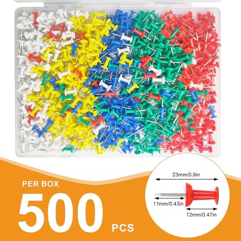 500 Pack Push Pins Tacks, Colored Map ​Push Pins, Plastic Head, Steel Point, Thumb Tacks for Cork Board, Bulletin Board, Map Pins, Photo Hanging Tacks at Homes, Schools and Offices in Saudi Arabia