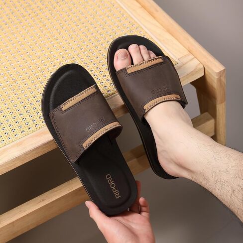 Mens Adjustable Slides Sandals Slip On Sandals Comfortable Athletic Anti-Slip Slides in Saudi Arabia