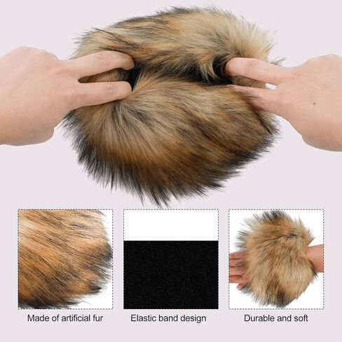 Faux Fur Wrist Cuffs, Soft Fuzzy Cuff Warmers Fur Cuffs for Sleeves Winter Furry Short Arm Warmers Stretch in Saudi Arabia