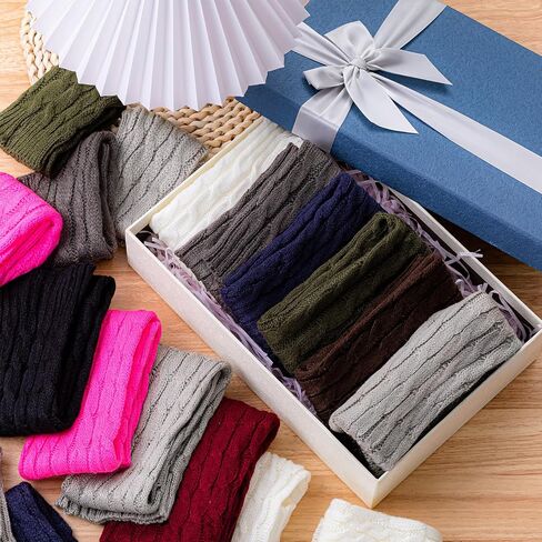Therwen 18 Pairs Knit Leg Warmers and Arm Warmers Set for Women Winter Sleeve Fingerless Thumb Hole Gloves Mittens in Kuwait