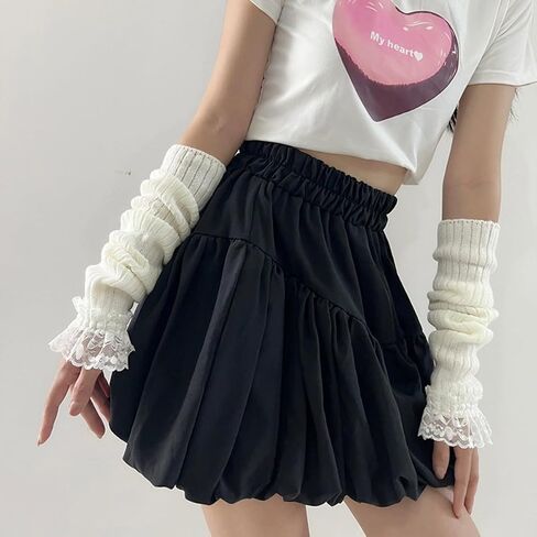 Cute Y2K Lace Arm Warmers Kawaii Half Finger Adorable Accesspties for Teen Girl Glove Gyaru Arm Sleeve Harajuku in Saudi Arabia