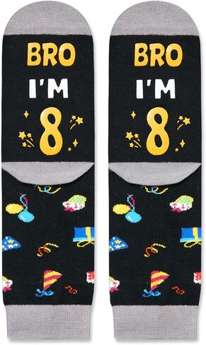 HAPPYPOP 8th Birthday Gifts Ideas for Boys - Socks for Kids Age 8, Gifts for Eight Year Olds, Presents for 8 Year Old Boys, Happy Birthday Gift Box with Greeting Card in Saudi Arabia