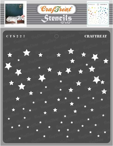 استنسل النجوم من CraftTreat للرسم على الخشب والقماش والورق والنسيج والأرضيات والجدار والبلاط - السماء المرصعة بالنجوم - 12 × 12 بوصة - استنسل الفن والحرف اليدوية القابل لإعادة الاستخدام - قالب استنسل النجمة - استنسل السماء المرصعة بالنجوم in Saudi Arabia