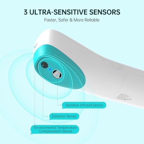 مقياس حرارة للجبهة بدون لمس، قراءة دقيقة واحدة ومؤشر 3 ألوان، مقياس حرارة بالأشعة تحت الحمراء 2 في 1 للبالغين والأطفال مع إنذار للحمى ومؤشر للأشعة الزرقاء، أسود in Kuwait