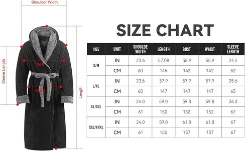 رداء Yoimira للرجال مع غطاء للرأس، رداء طويل من الصوف المخملي كبير وطويل للرجال، رداء حمام كامل الطول مريح ودافئ مع جيوب in Kuwait