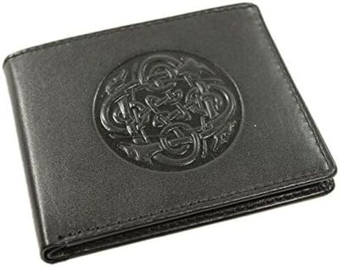 محفظة Biddy Murphy Irish الجلدية باللون الأسود بتصميم كلب الذئب السلتي المصنوع في أيرلندا in Kuwait