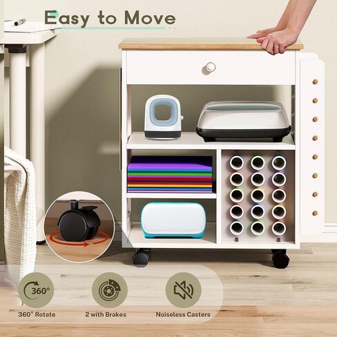 عربة تنظيم الحرف المتدحرجة وعربة التخزين المتوافقة مع Cricut، منظم تخزين الحرف اليدوية مع 23 حامل لفائف الفينيل، محطة عمل خزانة الحرف اليدوية، من Garfeur in Saudi Arabia