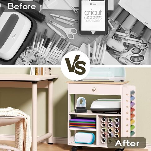 عربة تنظيم الحرف المتدحرجة وعربة التخزين المتوافقة مع Cricut، منظم تخزين الحرف اليدوية مع 23 حامل لفائف الفينيل، محطة عمل خزانة الحرف اليدوية، من Garfeur in Saudi Arabia