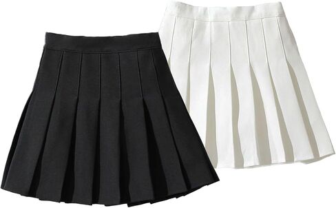 NNJXD Girl Pleated Skort Tennis Skirt with Shorts Stretch Waist Girls Skater Culottes in Saudi Arabia