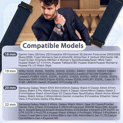 Solo Loop Watch Band - Choice of Width -18mm 19mm 20mm 22mm Watch Bands, Quick Release Adjustable Elastic Nylon Strap Replacement Wristband for Men Women in Saudi Arabia