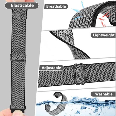 Solo Loop Watch Band - Choice of Width -18mm 19mm 20mm 22mm Watch Bands, Quick Release Adjustable Elastic Nylon Strap Replacement Wristband for Men Women in Saudi Arabia
