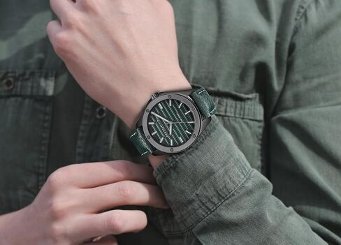 Perry Ellis Solar Powered Mens Watch | Vegan Leather Water-Resistant Analog Wrist Watches for Men | 42mm Case | Relojes para Hombres | Elegant Gift for Man in Saudi Arabia
