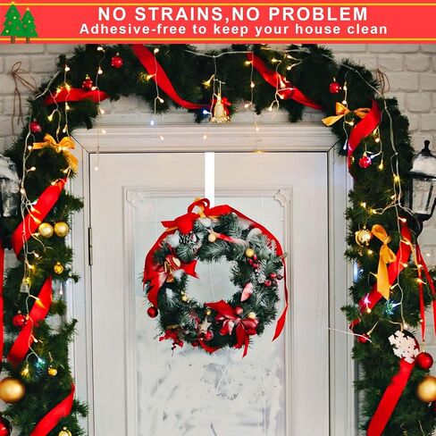 12" Wreath Hangers for Front Door, 4 Pack Over The Door Wreath Hooks Hanger, White Metal Front or Back Door Wreath Holder Hanger Hooks for Hanging Halloween Christmas Front Door Decor Wreath in Kuwait