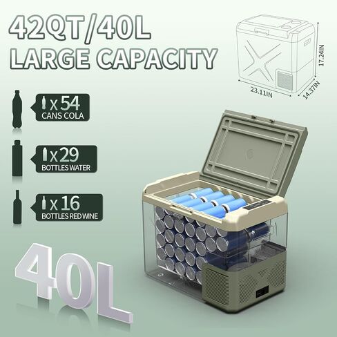 ثلاجة سيارة BODEGACOOLER 12 فولت، فريزر محمول 17 كوارت، ثلاجة سيارة -4 ℉-68 ℉، مبرد كهربائي 12/24 فولت DC100-240 فولت تيار متردد للخارج، عربة سكن متنقلة، التخييم، السفر، المركبات، الاستخدام المنزلي in Kuwait