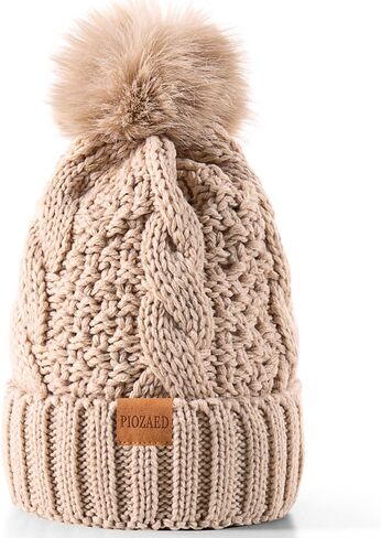 Women's Winter Pompom Beanie Warm and Cozy Knit Hat Fleece Lining Skull Cap for Women in Saudi Arabia