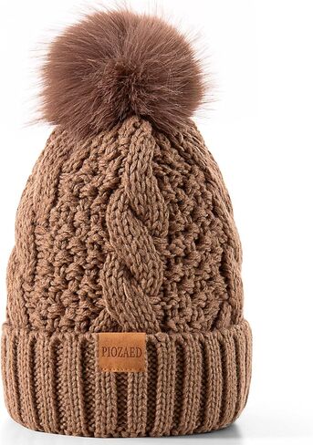 Women's Winter Pompom Beanie Warm and Cozy Knit Hat Fleece Lining Skull Cap for Women in Saudi Arabia