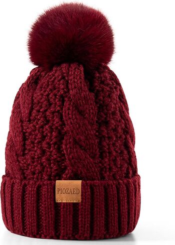 Women's Winter Pompom Beanie Warm and Cozy Knit Hat Fleece Lining Skull Cap for Women in Saudi Arabia