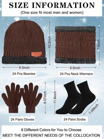 Toulite 96 Pcs Winter Beanie Caps Scarf Gloves and Socks Set Warm Fleece Lined Knitted Hat Neck Gaiter Gloves Sock Women Bulk in Saudi Arabia