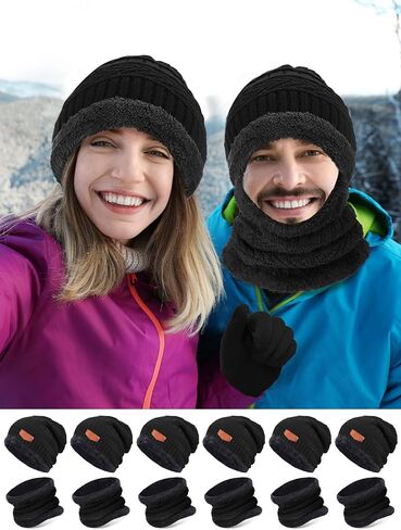 Toulite 96 Pcs Winter Beanie Caps Scarf Gloves and Socks Set Warm Fleece Lined Knitted Hat Neck Gaiter Gloves Sock Women Bulk in Saudi Arabia