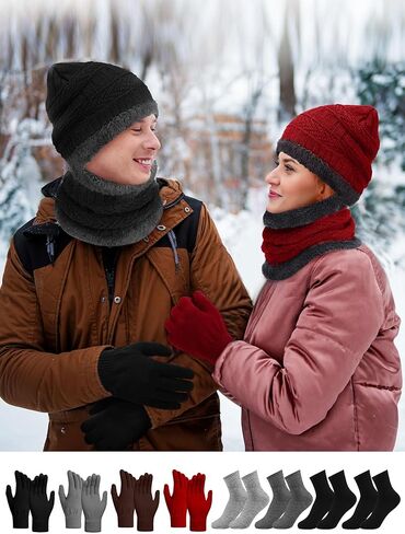Toulite 96 Pcs Winter Beanie Caps Scarf Gloves and Socks Set Warm Fleece Lined Knitted Hat Neck Gaiter Gloves Sock Women Bulk in Saudi Arabia