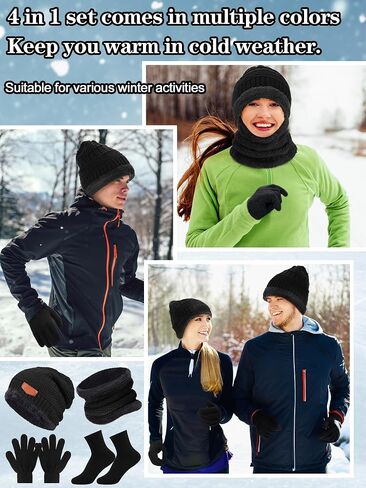 Toulite 96 Pcs Winter Beanie Caps Scarf Gloves and Socks Set Warm Fleece Lined Knitted Hat Neck Gaiter Gloves Sock Women Bulk in Saudi Arabia