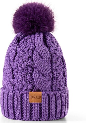 Women's Winter Pompom Beanie Warm and Cozy Knit Hat Fleece Lining Skull Cap for Women in Saudi Arabia