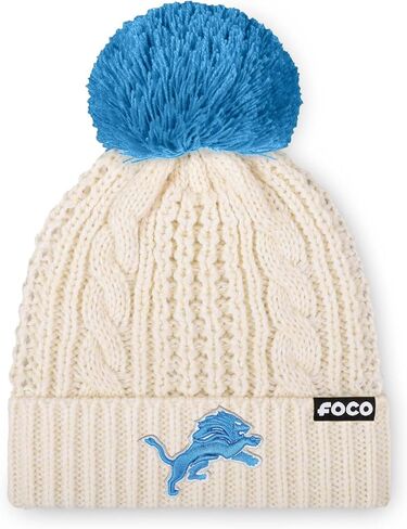 FOCO Women's NFL Team Logo Cable Knit Pom Beanie Hat in Saudi Arabia