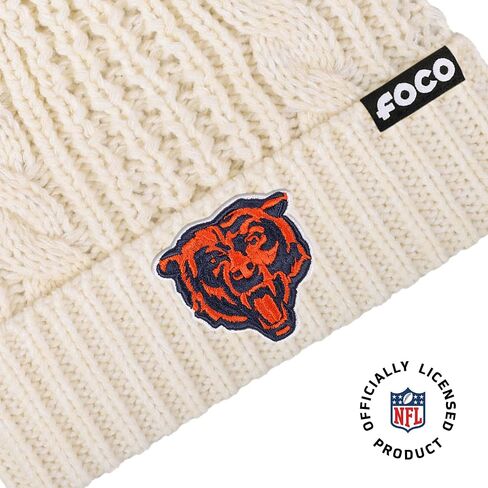 FOCO Women's NFL Team Logo Cable Knit Pom Beanie Hat in Saudi Arabia