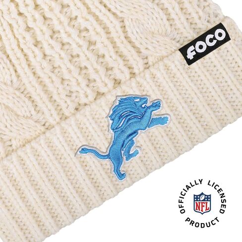 FOCO Women's NFL Team Logo Cable Knit Pom Beanie Hat in Saudi Arabia