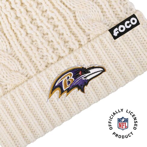 FOCO Women's NFL Team Logo Cable Knit Pom Beanie Hat in Saudi Arabia