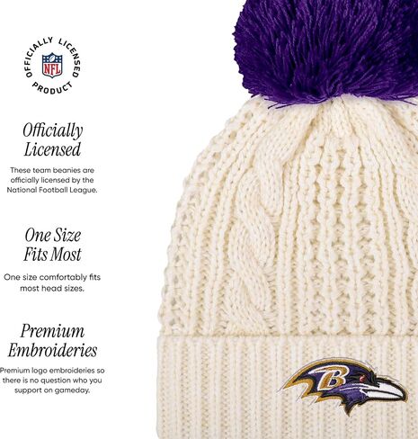 FOCO Women's NFL Team Logo Cable Knit Pom Beanie Hat in Saudi Arabia