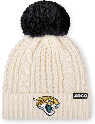 FOCO Women's NFL Team Logo Cable Knit Pom Beanie Hat in Saudi Arabia