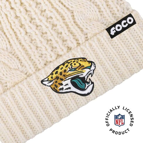 FOCO Women's NFL Team Logo Cable Knit Pom Beanie Hat in Saudi Arabia